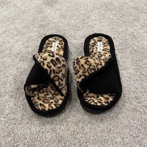 Steve Madden Black and Animal Print Women's Slippers